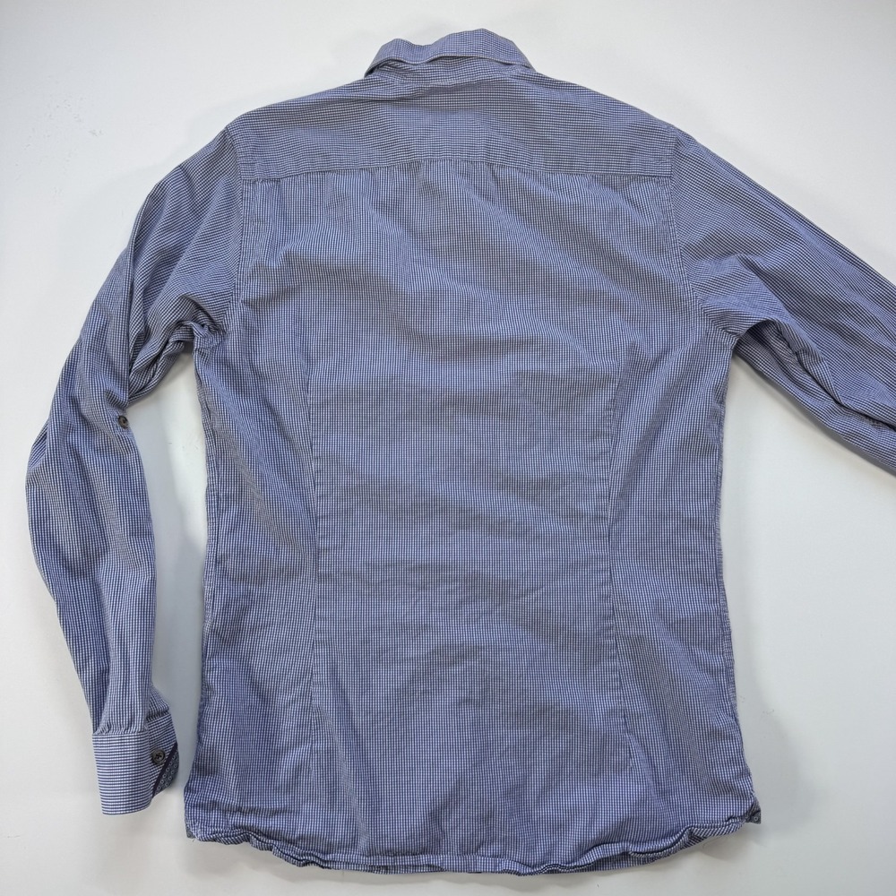 TED BAKER Long Sleeve Button Down Shirt Mens 2 (Small) Blue Check Turkey - Picture 14 of 16